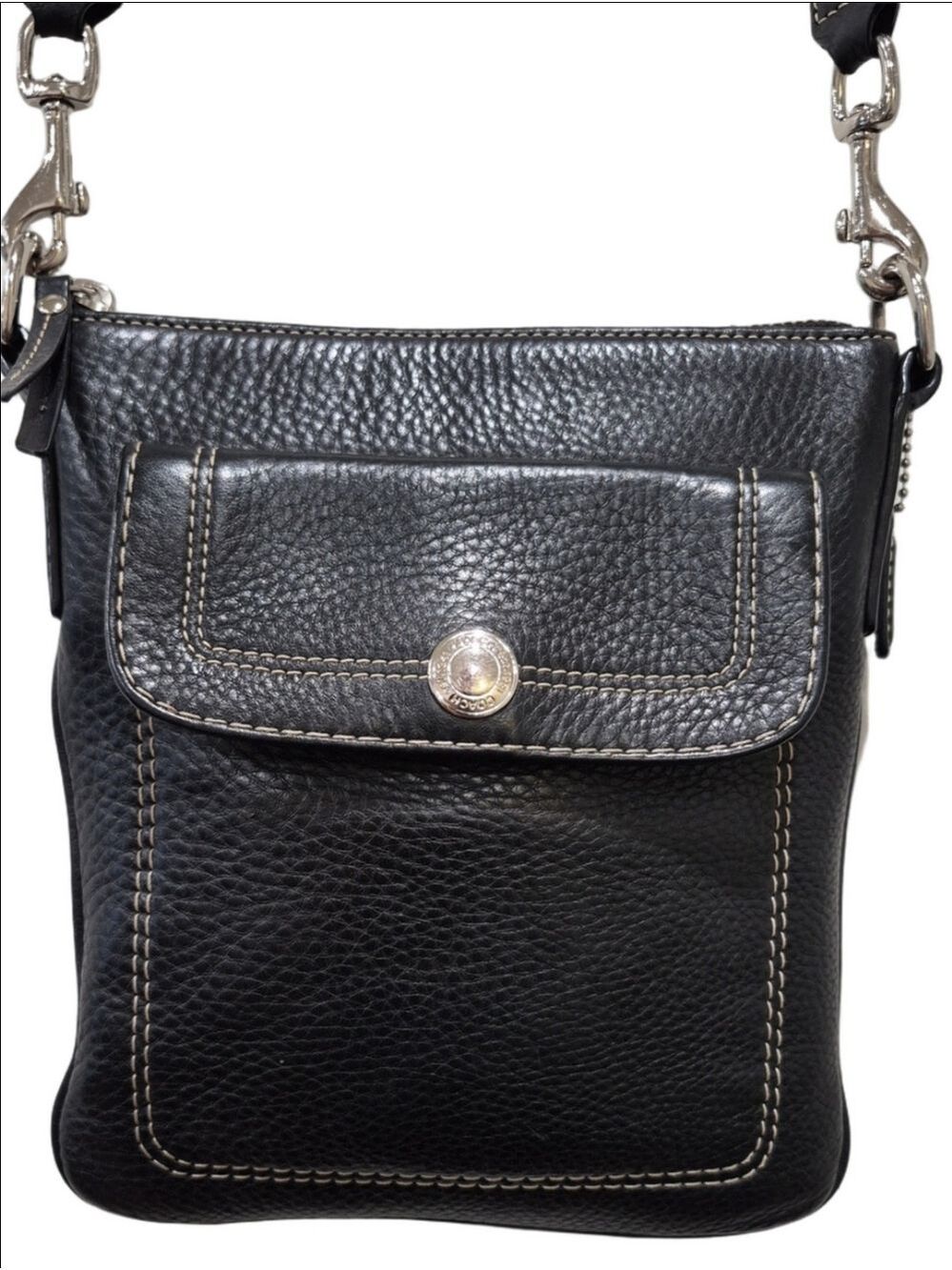 Coach Black Pebble Leather Hamilton Swingpack Crossbody